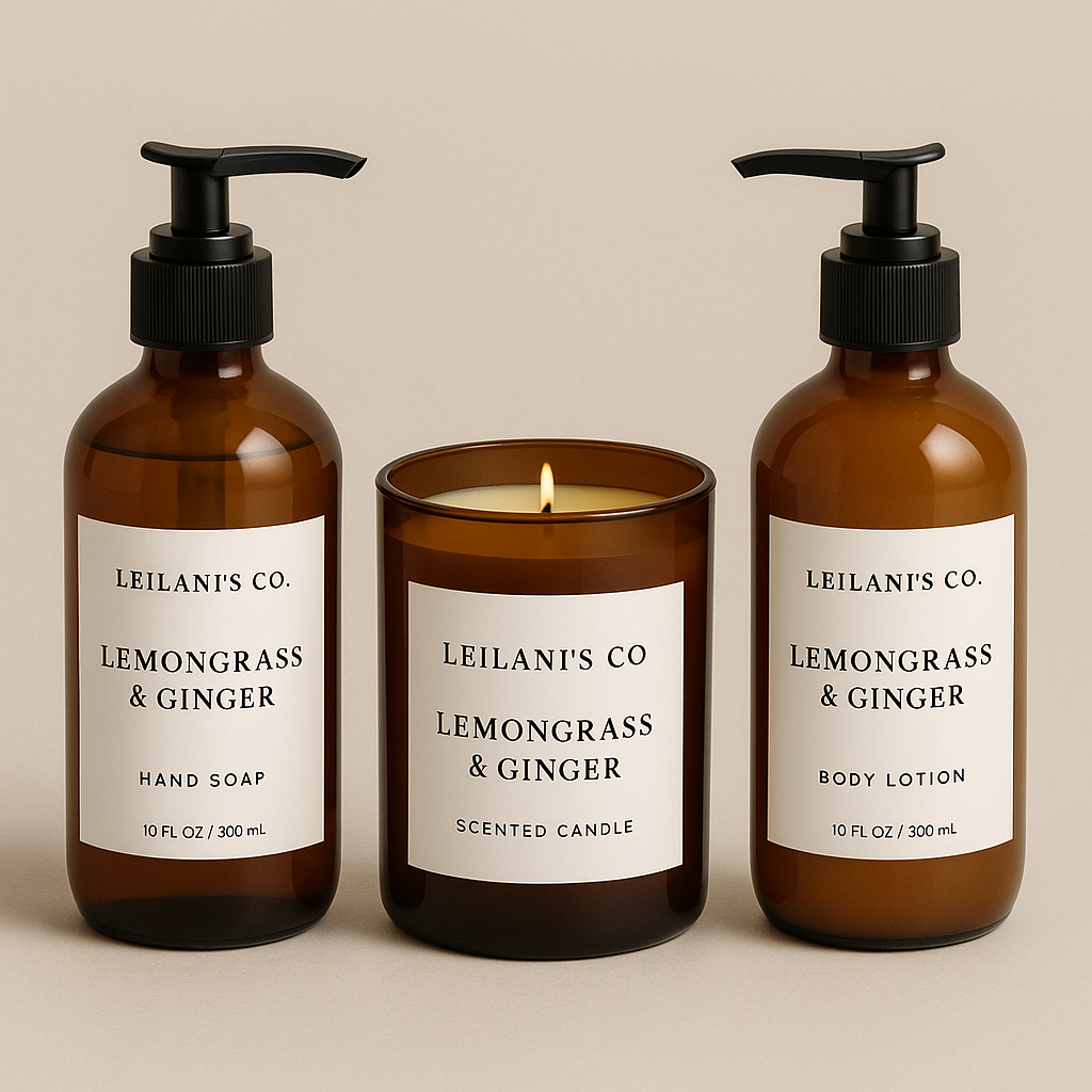 Lemongrass & Ginger Candle, Lotion and Soap Bundle Set